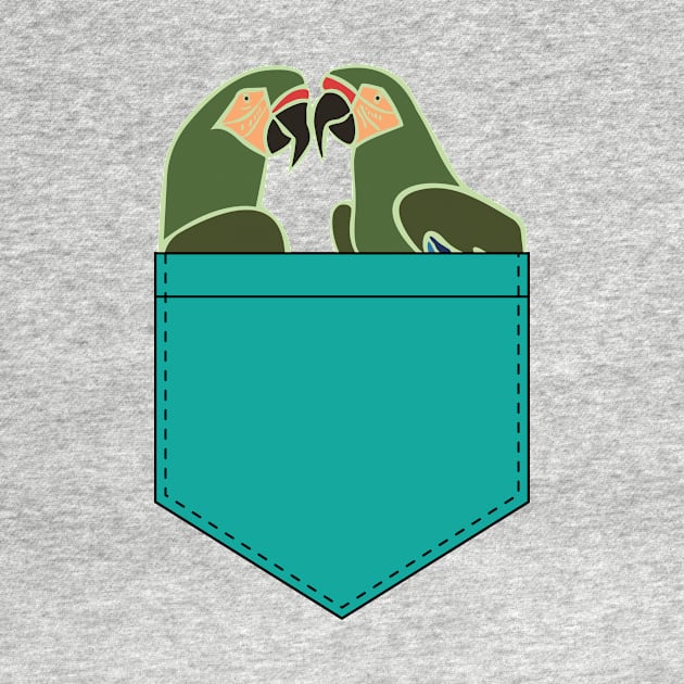 Macaw Parrot Pocket Teal by fritzco